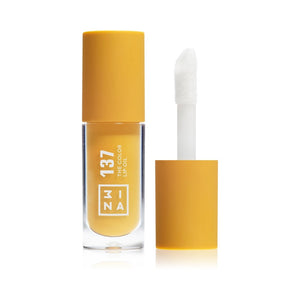 3INA The Color Moisturizing Lippenölfarbe 137 – Leuchtendes Honiggelb, transparent, 4 ml