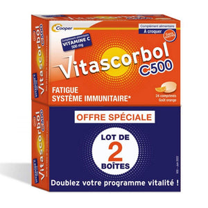 Vitascorbol Vitamin C 500mg Orange Flavor 2x24 Chewable Tablets