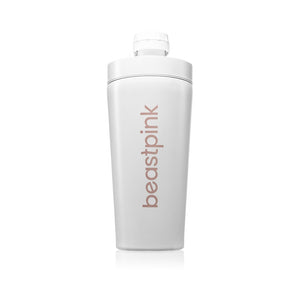 BeastPink Steel shaker for sports, white color, 650 ml