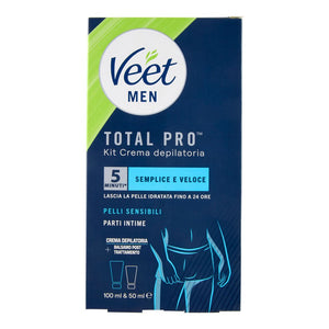 Veet Men Enthaarungsset Intima Für empfindliche Haut, Enthaarungscreme 100ml und After-Balsam 50ml 1 Einheit 